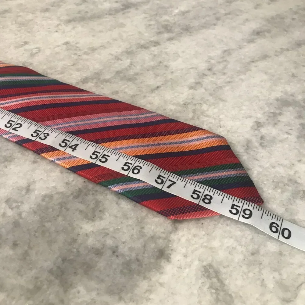 Altea‎ Milano Tie Mens Multicolor Striped Silk Handmade Italy Bold Formal 3x59in